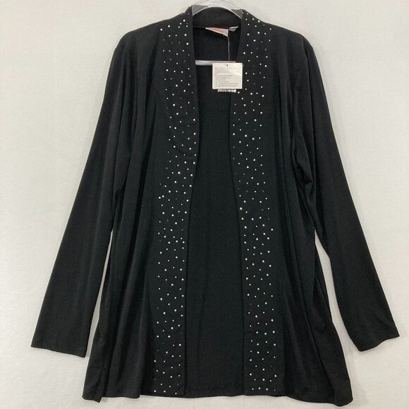 New Quacker Factory Jacket Large Open Front Embellished Stretch Elegant - Picture 1 of 9